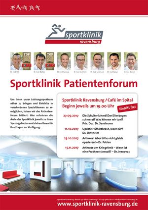 Neue Termine zum Sportklinik Patientenforum